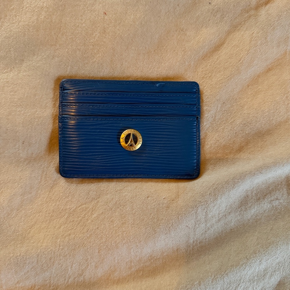 Blue Card Holder with Gold Logo
